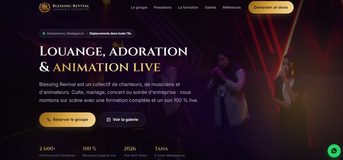 Capture d'écran du site Blessing Revival
