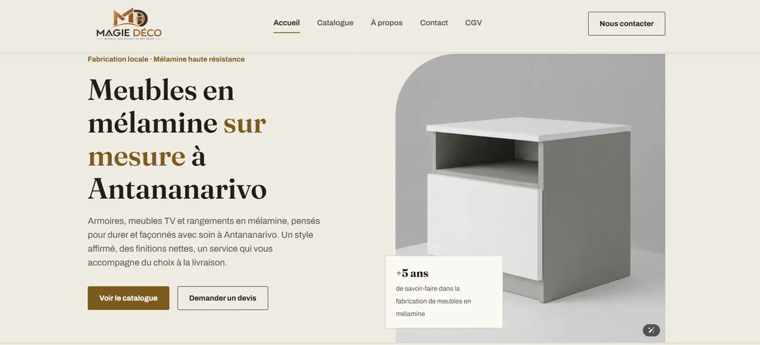 Capture d'écran du site Magie Déco